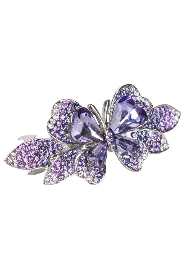 Sankuwen Sankuwen Crystal Rhinestones Hair Barrette French Hair for Women Small Hairpin for Mom Butterfly Hair Clips (Purple)  - Image 2