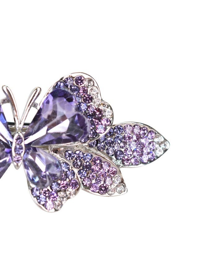 Sankuwen Sankuwen Crystal Rhinestones Hair Barrette French Hair for Women Small Hairpin for Mom Butterfly Hair Clips (Purple)  - Image 3