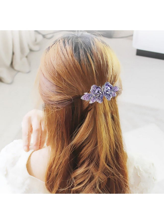 Sankuwen Sankuwen Crystal Rhinestones Hair Barrette French Hair for Women Small Hairpin for Mom Butterfly Hair Clips (Purple)  - Image 5