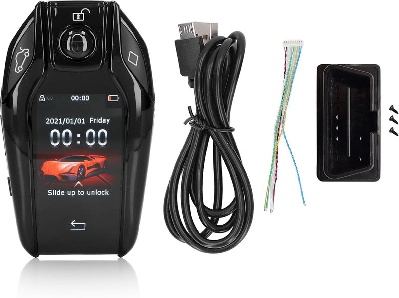 مفتاح تحكم عن بعد للسيارة، عالمي TK800 + مفتاح ذكي بشاشة عرض LCD للدخول بدون مفتاح لجميع أزرار تشغيل وإيقاف المحرك (أسود) - Image 2