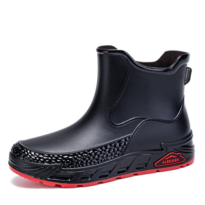 Large Size Rain Boots For Men, Non-Slip, Waterproof, Mid-Calf Rain Boots, Wear-Resistant Kitchen Work Rubber Shoes, Couple'S Water Shoes - Image 5