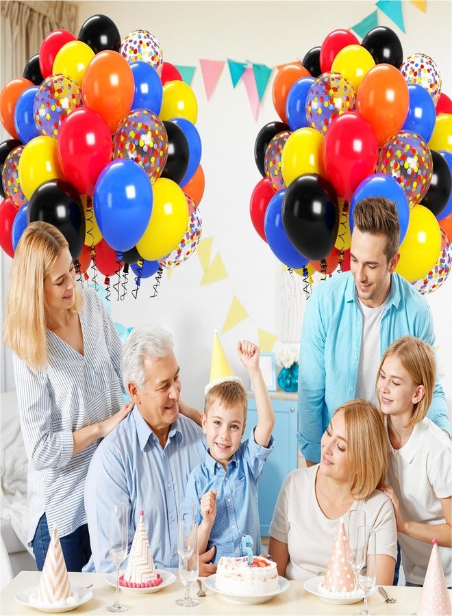 Biapian Race Car Balloons Set, 60 Pcs Cars Party Decorations, 12 Inch Colorful Confetti Royal Blue Red Yellow Orange Black Party Balloon for Boys Kids Race Car Themed Birthday Baby Shower Decorations - Image 4