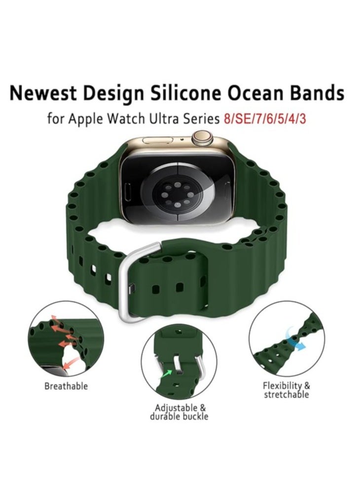 ELTRAZONE - Ocean Band for Apple Watch – Adjustable Soft Silicone Sport Band, 49mm to 38mm, Breathable Elastic Wristband for iWatch Series Ultra, 8, 7, SE, 6, 5, 4, 3, 2, 1 - Image 1