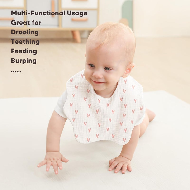 Bearmoss Baby Bibs for Drooling & Teething - 8 Pack Muslin Cotton Soft Absorbent Adjustable Unisex Bibs for Boys and Girls (0-36 Months) - Image 4