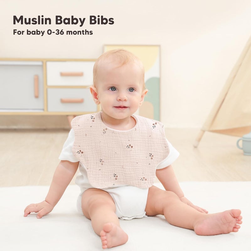 Bearmoss Baby Bibs for Drooling & Teething - 8 Pack Muslin Cotton Soft Absorbent Adjustable Unisex Bibs for Boys and Girls (0-36 Months) - Image 2