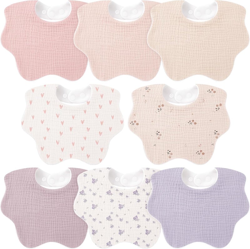 Bearmoss Baby Bibs for Drooling & Teething - 8 Pack Muslin Cotton Soft Absorbent Adjustable Unisex Bibs for Boys and Girls (0-36 Months) - Image 1