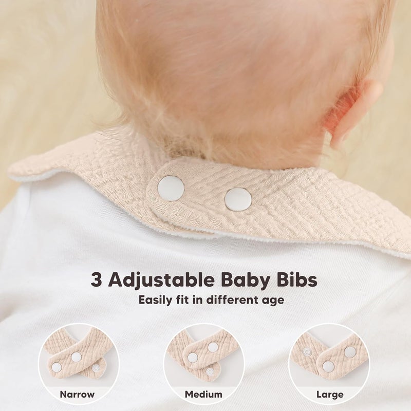 Bearmoss Baby Bibs for Drooling & Teething - 8 Pack Muslin Cotton Soft Absorbent Adjustable Unisex Bibs for Boys and Girls (0-36 Months) - Image 5