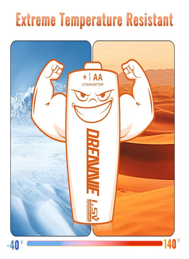 DREAMME Lithium Batteries AA [Non-Rechargeable]- 1.5V Double A Premium Lithium AA Batteries for Blink Outdoor,Flashlight,Toys,Other Daily Gadgets[16 Pack/3400mAh] - Image 5