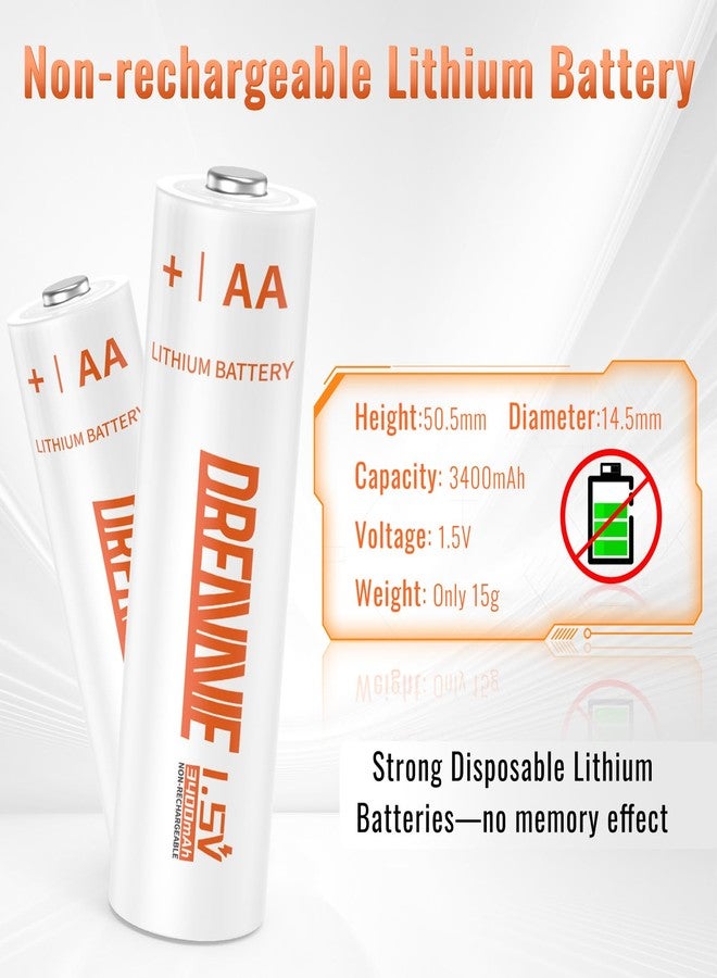 DREAMME Lithium Batteries AA [Non-Rechargeable]- 1.5V Double A Premium Lithium AA Batteries for Blink Outdoor,Flashlight,Toys,Other Daily Gadgets[16 Pack/3400mAh] - Image 2