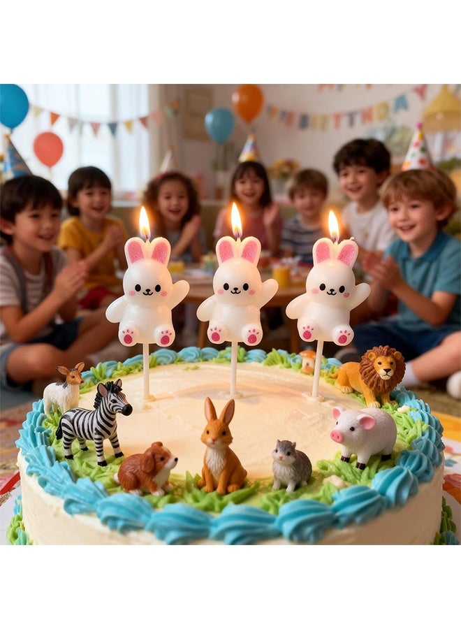 Lemon 3 Pack Cartoon Bunny Birthday Candles, Cute Mini Funny Pink Ear Rabbit Baby Kids Children Decor for Cakes, Cupcakes, Cake Toppers for Easter, Baby Showers & Celebrations - Image 1