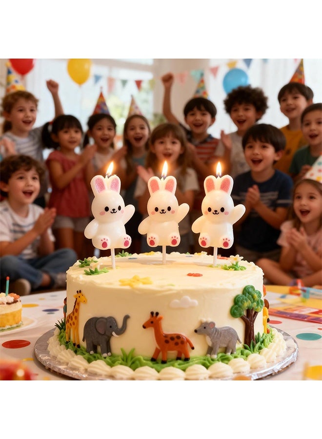 Lemon 3 Pack Cartoon Bunny Birthday Candles, Cute Mini Funny Pink Ear Rabbit Baby Kids Children Decor for Cakes, Cupcakes, Cake Toppers for Easter, Baby Showers & Celebrations - Image 2