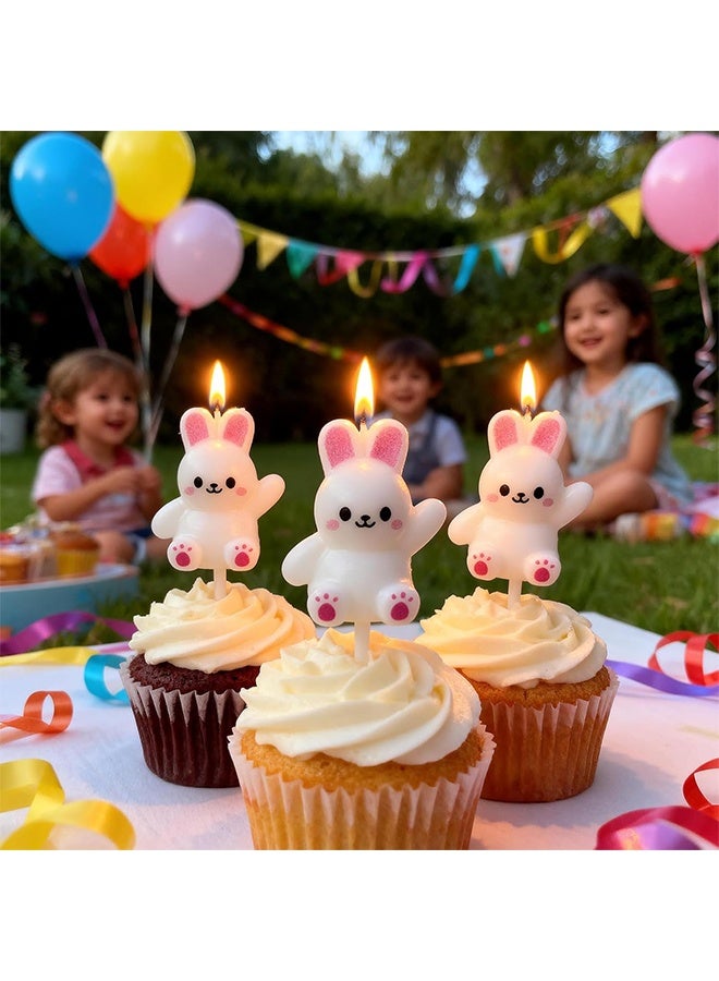 Lemon 3 Pack Cartoon Bunny Birthday Candles, Cute Mini Funny Pink Ear Rabbit Baby Kids Children Decor for Cakes, Cupcakes, Cake Toppers for Easter, Baby Showers & Celebrations - Image 4