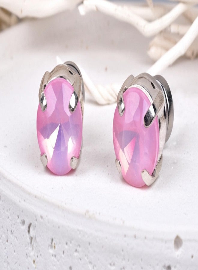 Solidindia Craft Pair of 8mm Pink Crystal No Piercing Magnetic Clip On Non Pierced ears Stud Earrings for Women - Image 4