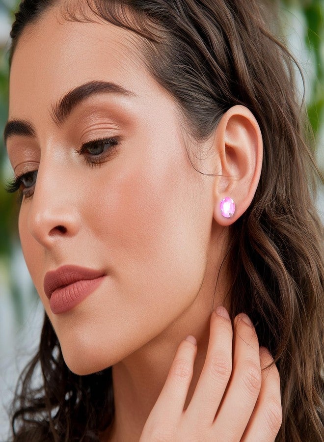 Solidindia Craft Pair of 8mm Pink Crystal No Piercing Magnetic Clip On Non Pierced ears Stud Earrings for Women - Image 3