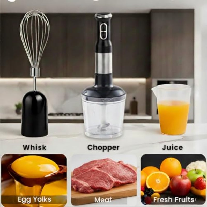 Hand Blender Set 800W Immersion Blender for Kitchen Use, Stainless Steel Stick, Silver, Powerful Motor Multi-Function Attachments - Image 4