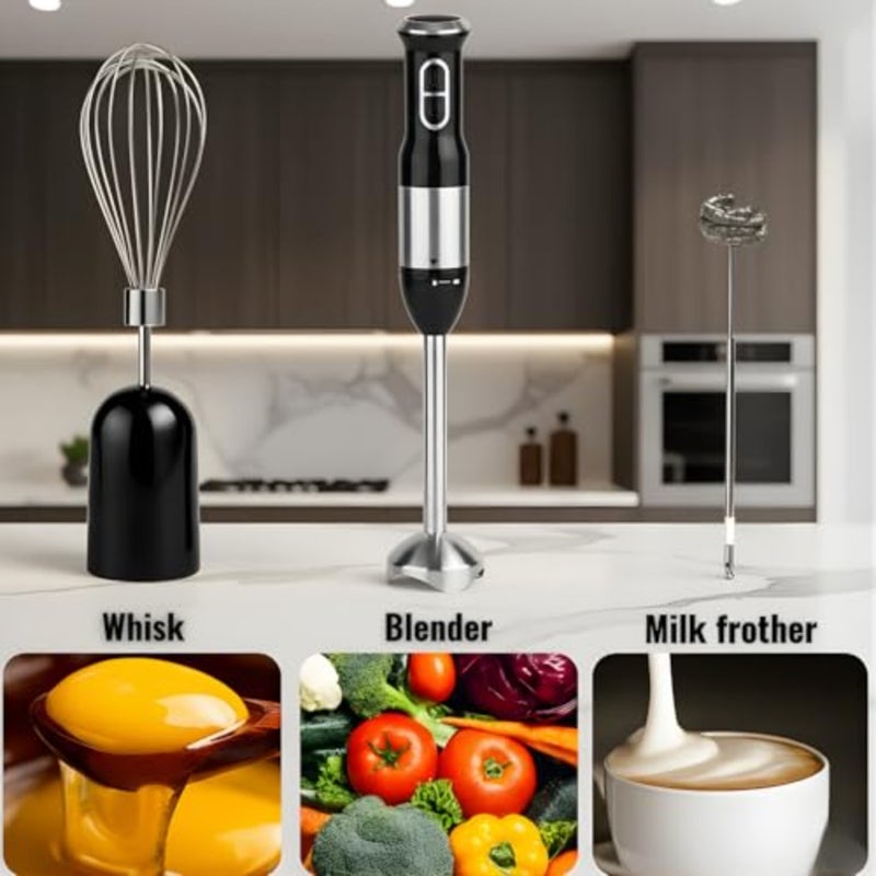 Hand Blender Set 800W Immersion Blender for Kitchen Use, Stainless Steel Stick, Silver, Powerful Motor Multi-Function Attachments - Image 5
