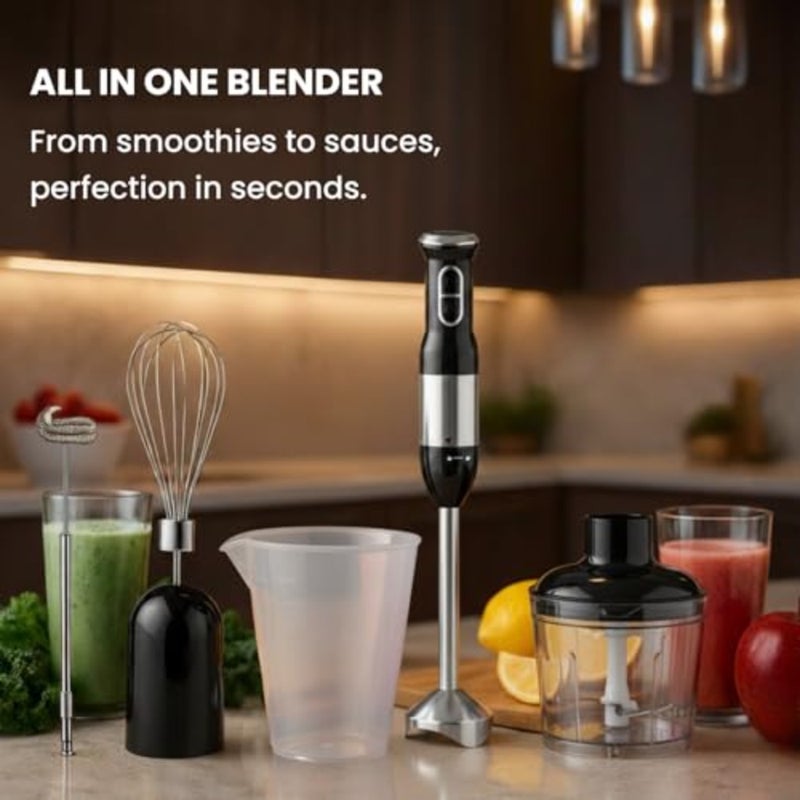 Hand Blender Set 800W Immersion Blender for Kitchen Use, Stainless Steel Stick, Silver, Powerful Motor Multi-Function Attachments - Image 3