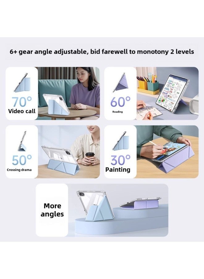 For Ipad Pro11 Protective Case Air6/5 Acrylic Anti-bending Air13 Transparent 10.2Y Folding Anti-fall Leather Case-Color:Nebula Purple-Applicable Models:Ipad 10th Generation ( 10.9inch ) - Image 4