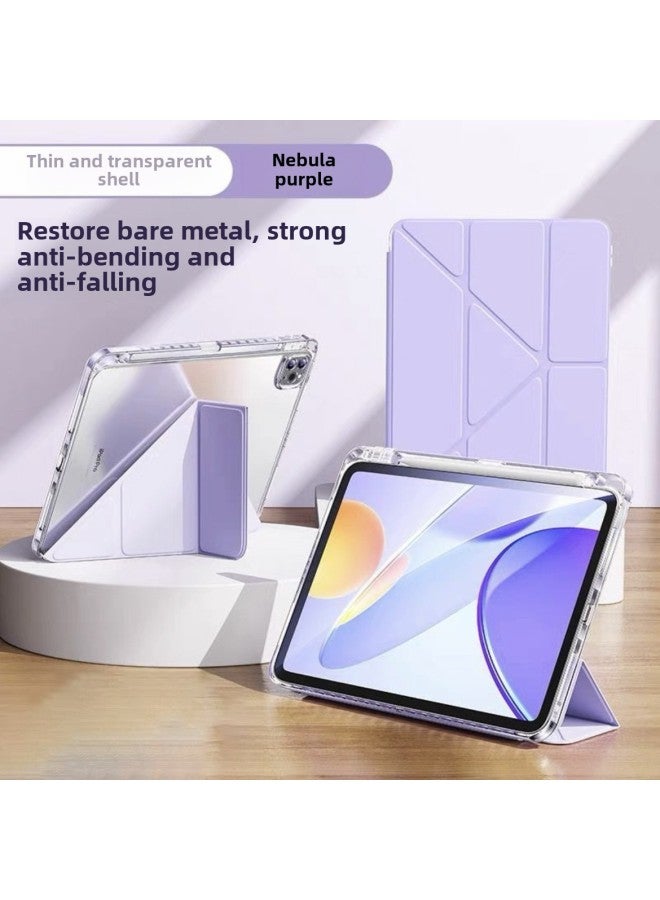 For Ipad Pro11 Protective Case Air6/5 Acrylic Anti-bending Air13 Transparent 10.2Y Folding Anti-fall Leather Case-Color:Nebula Purple-Applicable Models:Ipad 10th Generation ( 10.9inch ) - Image 1