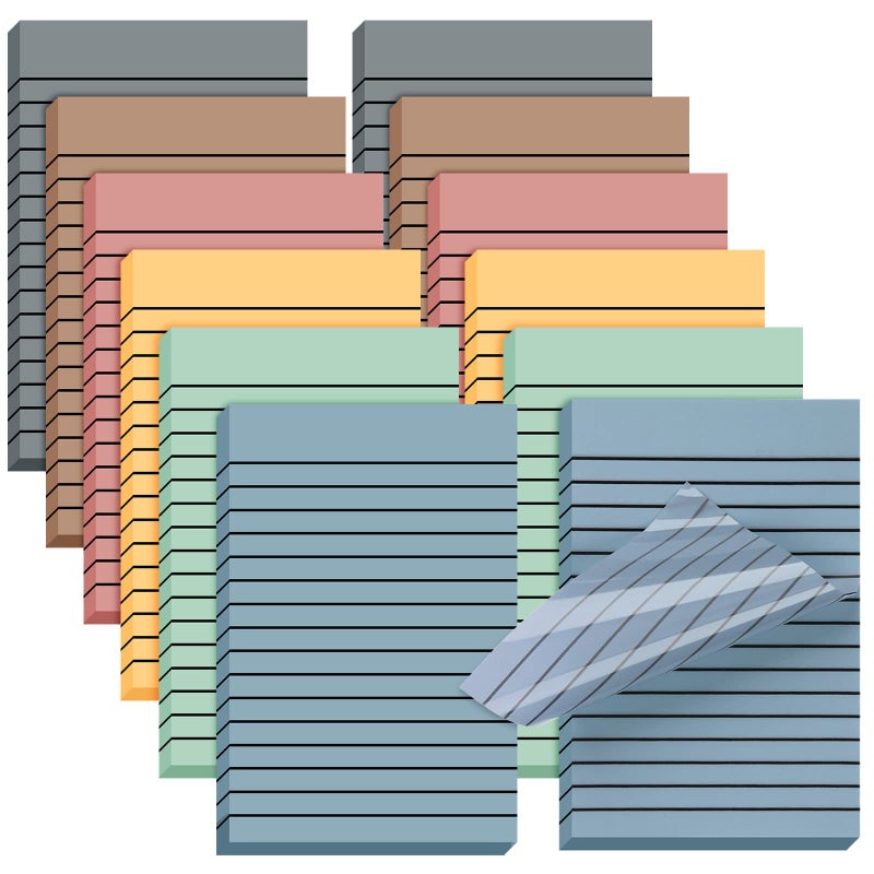 Yinder 6 Pack 180 Sheets Pastel Transparent Sticky Notes Translucent Clear Lined Self-Stick Note, Back to School Gifts for Bible Tabs, Book Tabs, School Supplies, Office, 4 x 6'' (Retro Color) - Image 1