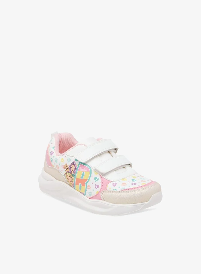 Barbie Girls Printed Sneakers with Hook and Loop Closure
