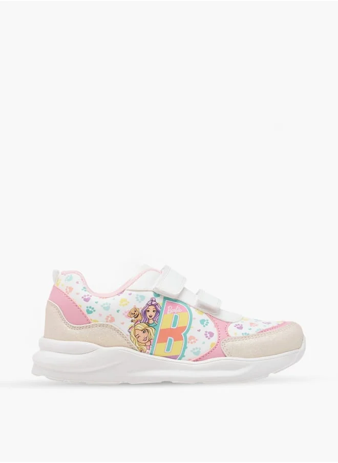 Barbie Girls Printed Sneakers with Hook and Loop Closure
