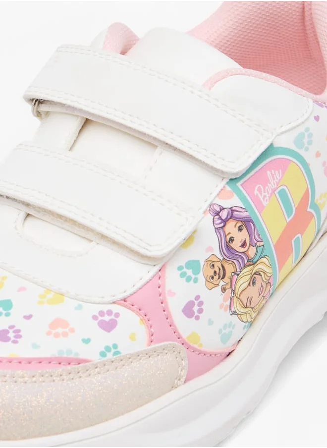 Barbie Girls Printed Sneakers with Hook and Loop Closure
