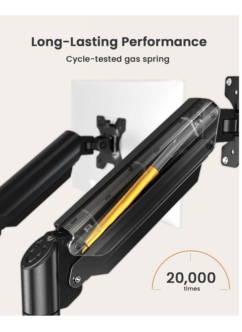 ELTRAZONE Dual Monitor Stand up to 32 Inches – Adjustable Dual Monitor Mount, Sturdy Steel VESA Monitor Stand with Max Load of 22lbs per Arm, Compatible with VESA 75x75/100x100mm – Ergonomic and Durable Solution for Home & Office - Image 3