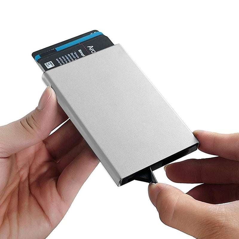 Khakhi Stainless Steel Professional Business Card/Debit Credit Card Holders for Men & Women (Silver-V) - Image 5