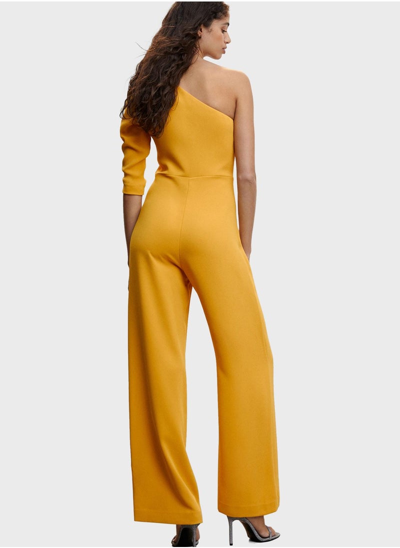 MANGO - One Shoulder Wide Leg Jumpsuit - Image 1