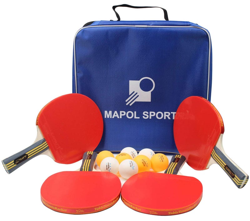 MAPOL Quality Ping Pong Paddle Set - 4 Professional Table Tennis Rackets/Paddles - 8 Premium 3-Star Balls, Portable Cover Case Holder Included - Image 2