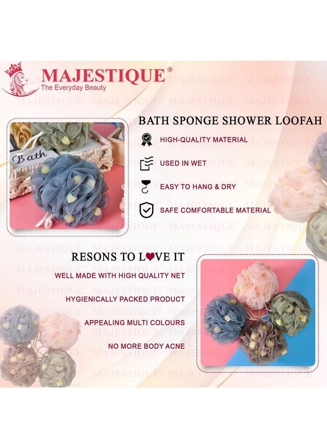 MAJESTIQUE - Large 70G Loofah Sponge Body Scrubber Bath Sponge Loofah For Women Men ; Exfoliating Sponge Body Wash Shower Pouf Pack Of 3 - Image 1