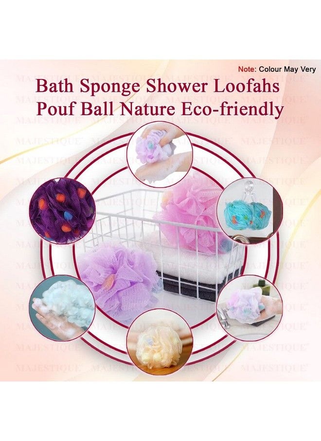 MAJESTIQUE - Large 70G Loofah Sponge Body Scrubber Bath Sponge Loofah For Women Men ; Exfoliating Sponge Body Wash Shower Pouf Pack Of 3 - Image 1