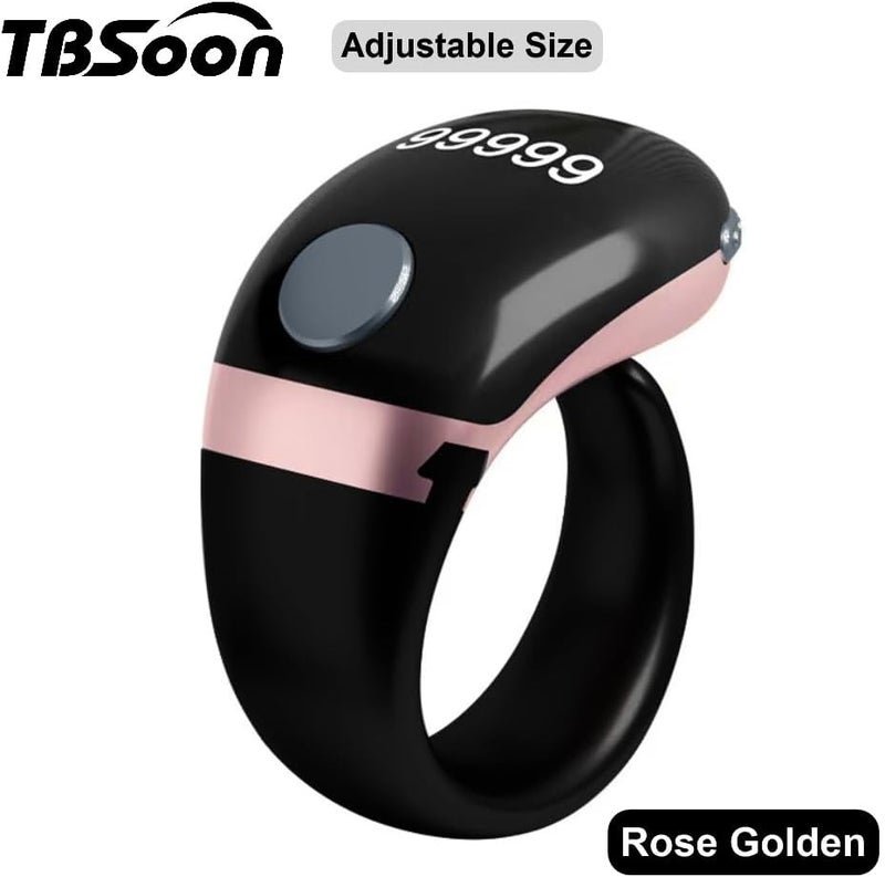 TBSoon Lightweight Tasbih Smart Ring, Tasbeeh Counters, Prayer Electronic Rosary, Forgiveness ring, Smart Watch, Eid al-Fitr Eid al-Adha Ramadan Gift for men women, iqibla zikr ring Rose Golden - Image 1