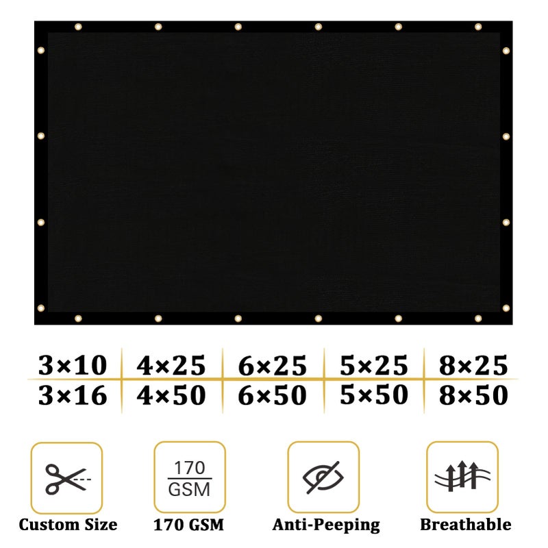 Shade&Beyond 6' X 50' Fence Privacy Screen Heavy Duty 170 GSM Fencing Mesh Shade Net Cover for Wall Garden Back Yard Outdoor Home Decoration, Black - Image 3