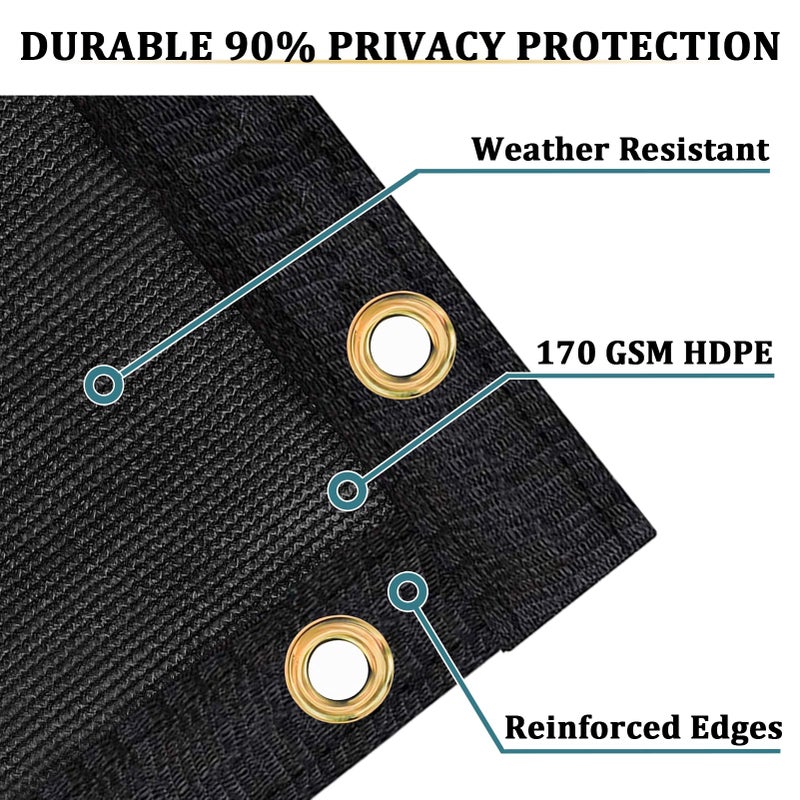 Shade&Beyond 6' X 50' Fence Privacy Screen Heavy Duty 170 GSM Fencing Mesh Shade Net Cover for Wall Garden Back Yard Outdoor Home Decoration, Black - Image 2