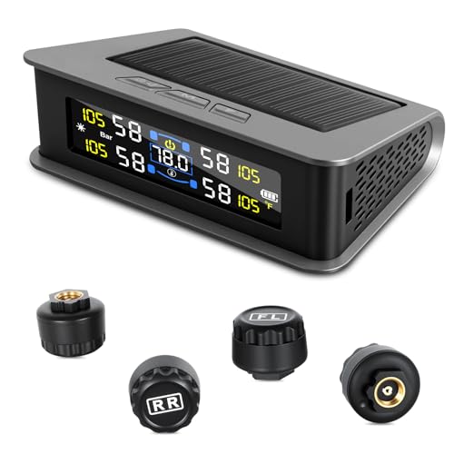 IVBDQV Tire Pressure Monitoring System, RV Tire Monitoring System with Solar Charge Tire Pressure Monitor Real-Time Display 2025 Updated tire pressure monitor system Interior Temperature Display for Rv Suv - Image 1