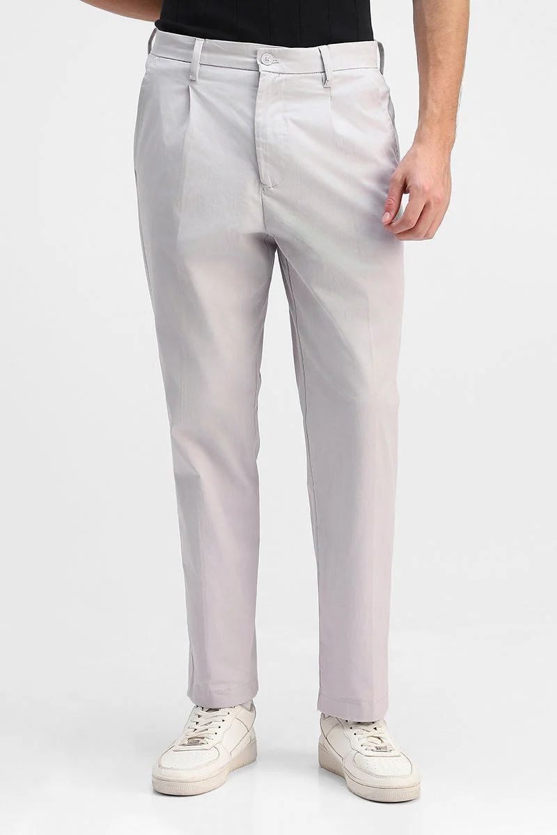 Snitch Grey Relaxed Fit Stretch Trousers for Men | Best Price UAE