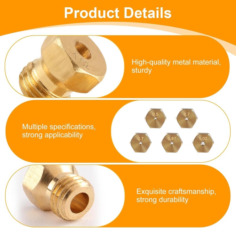 NGUIT 10 Universal Butane Gas Sprinkler Conversion Kit Gas Injector Sprinkler Bottle for Gas Stove Burner Propane LPG Burner Bottle Nozzle Burner 0.5mm*2 0.7mm*4 0.86mm*2 1.02mm*2 - Image 3