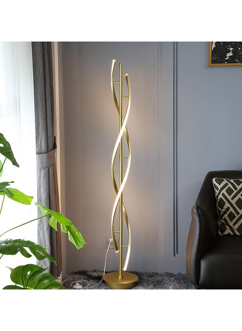 HOCC مصباح أرضي LED حلزوني على شكل DNA باللون الذهبي  - Image 1