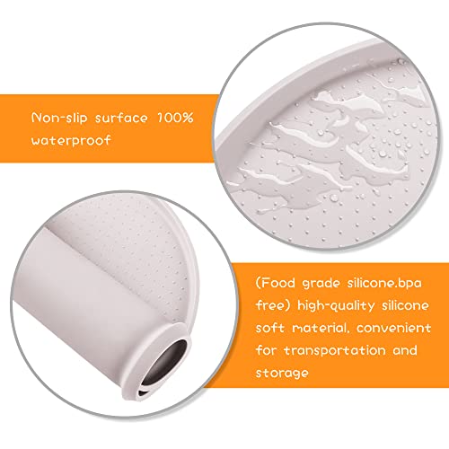 Yacee 100% Waterproof 0.5" Raised Edge BPA Free Silicone Dog Food Mat, Pet Cat Feeding Mats Contain Spills Protects Floors, Placemats for Cats and Dogs Water Bowl Dishwasher.(Small, White Sand) - Image 3