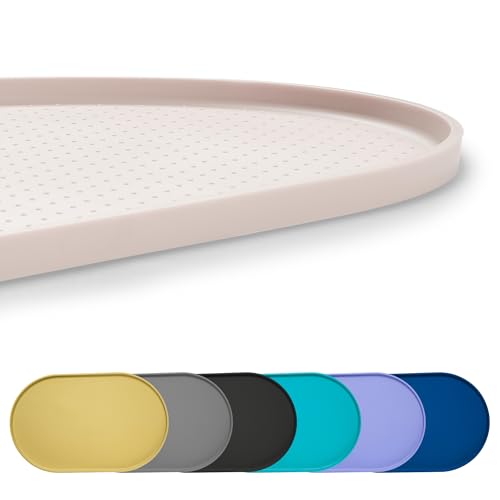 Yacee 100% Waterproof 0.5" Raised Edge BPA Free Silicone Dog Food Mat, Pet Cat Feeding Mats Contain Spills Protects Floors, Placemats for Cats and Dogs Water Bowl Dishwasher.(Small, White Sand) - Image 1