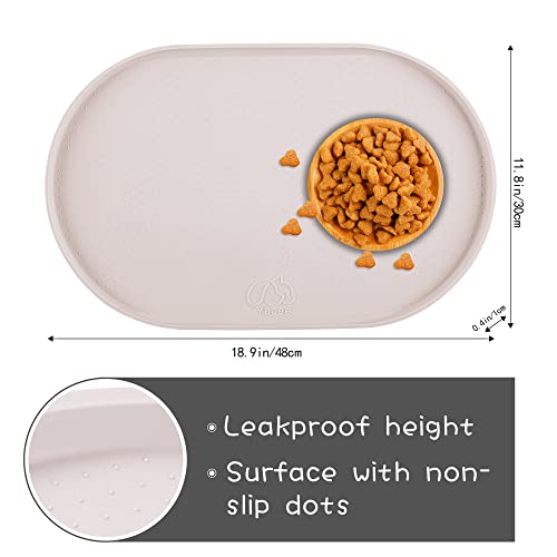 Yacee 100% Waterproof 0.5" Raised Edge BPA Free Silicone Dog Food Mat, Pet Cat Feeding Mats Contain Spills Protects Floors, Placemats for Cats and Dogs Water Bowl Dishwasher.(Small, White Sand) - Image 2