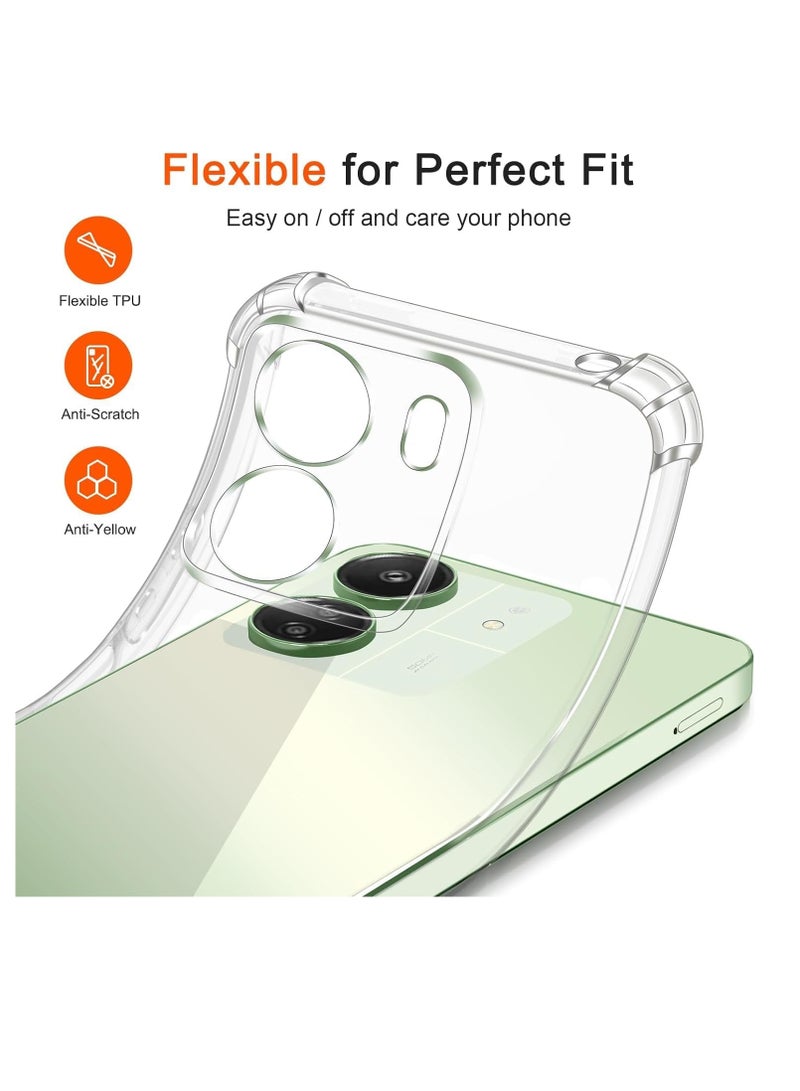Case Compatible with Xiaomi Redmi 13C 4G / Poco C65 Silicone Case Transparent TPU Gorilla Anti-shock Protector Camera Shockproof Corners - Clear - Image 2