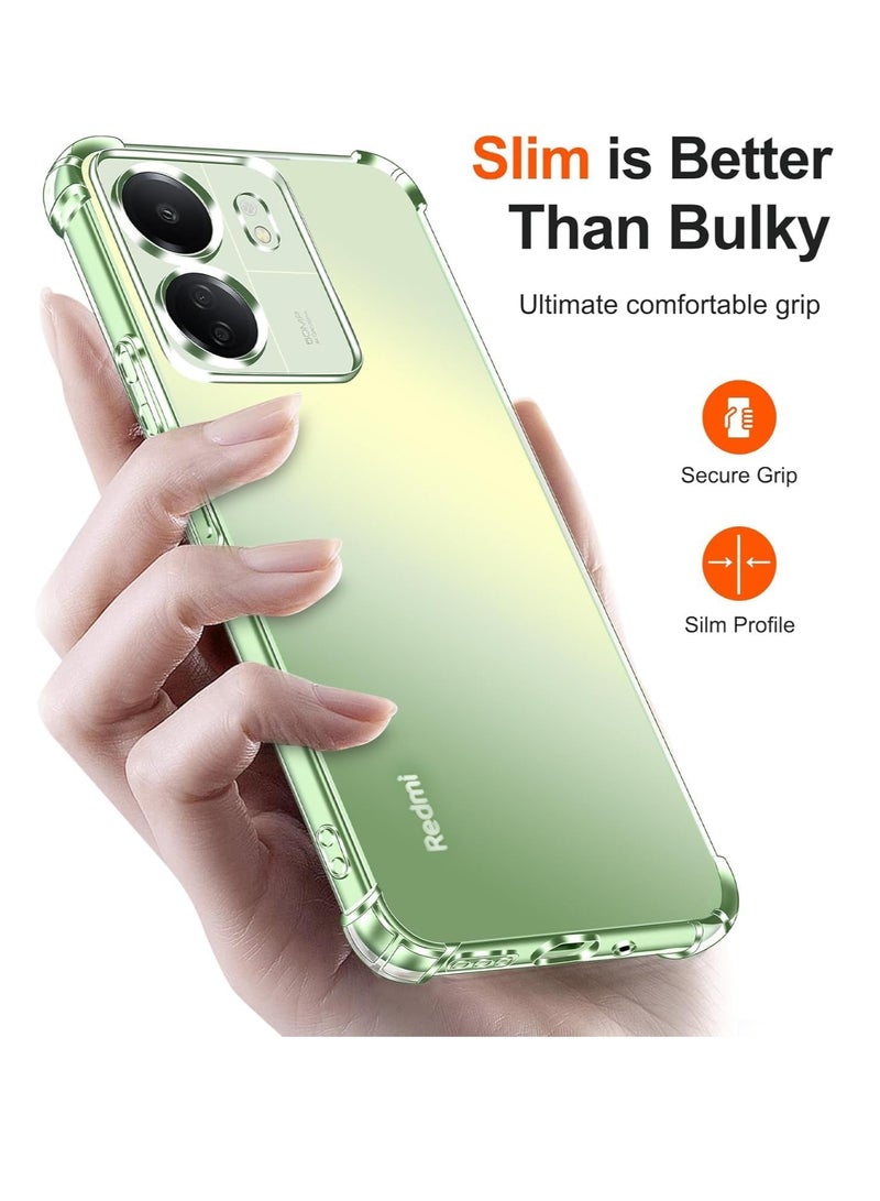 Case Compatible with Xiaomi Redmi 13C 4G / Poco C65 Silicone Case Transparent TPU Gorilla Anti-shock Protector Camera Shockproof Corners - Clear - Image 3