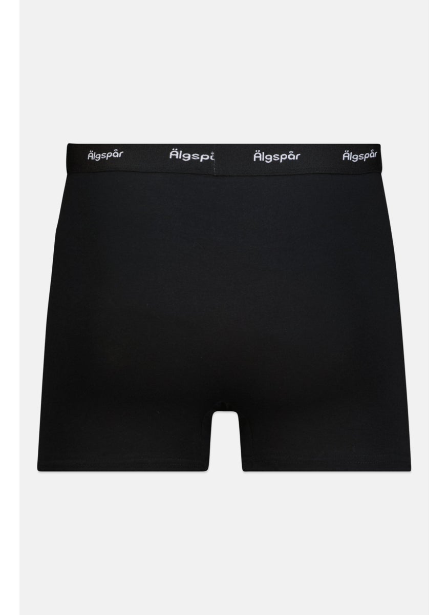 Algspar - Men 3 Pcs Brand Logo Boxer Brief Set, Black/Green - Image 1