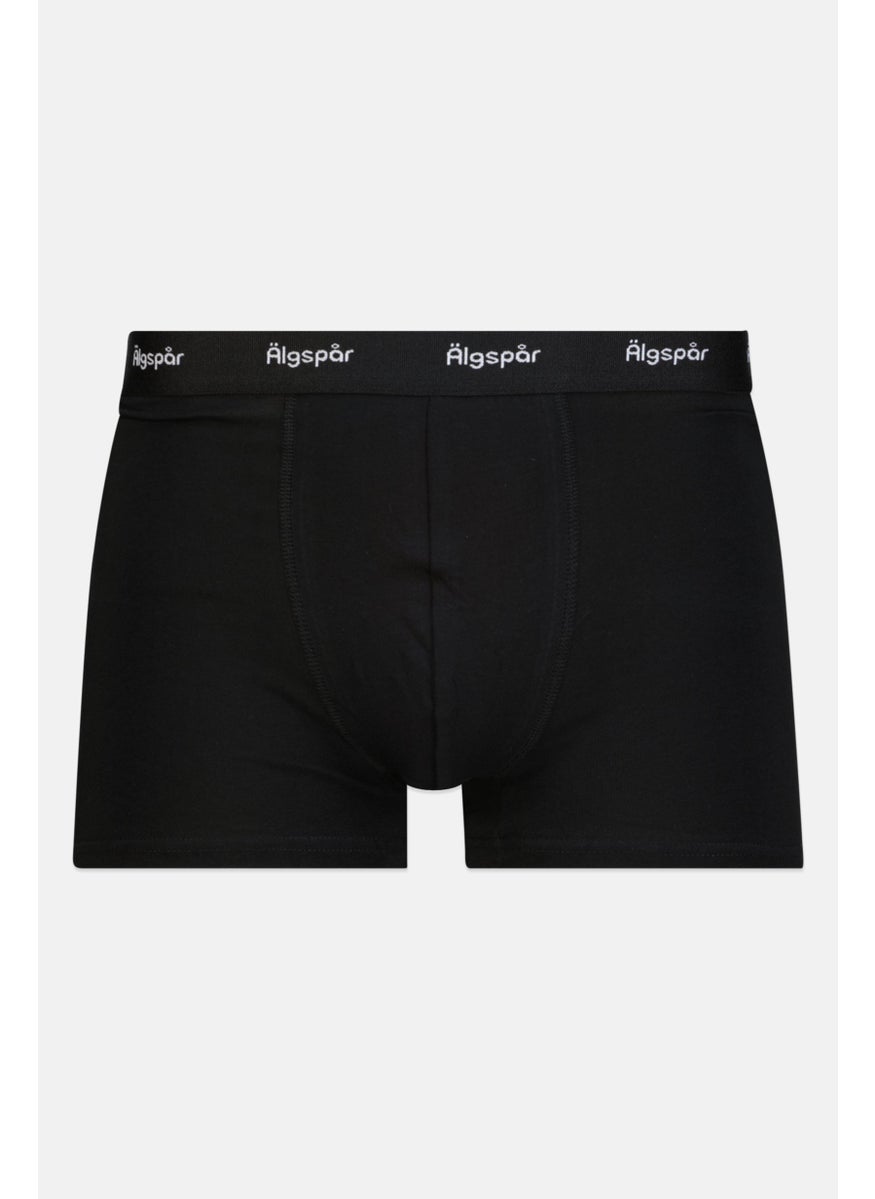 Algspar - Men 3 Pcs Brand Logo Boxer Brief Set, Black/Green - Image 1