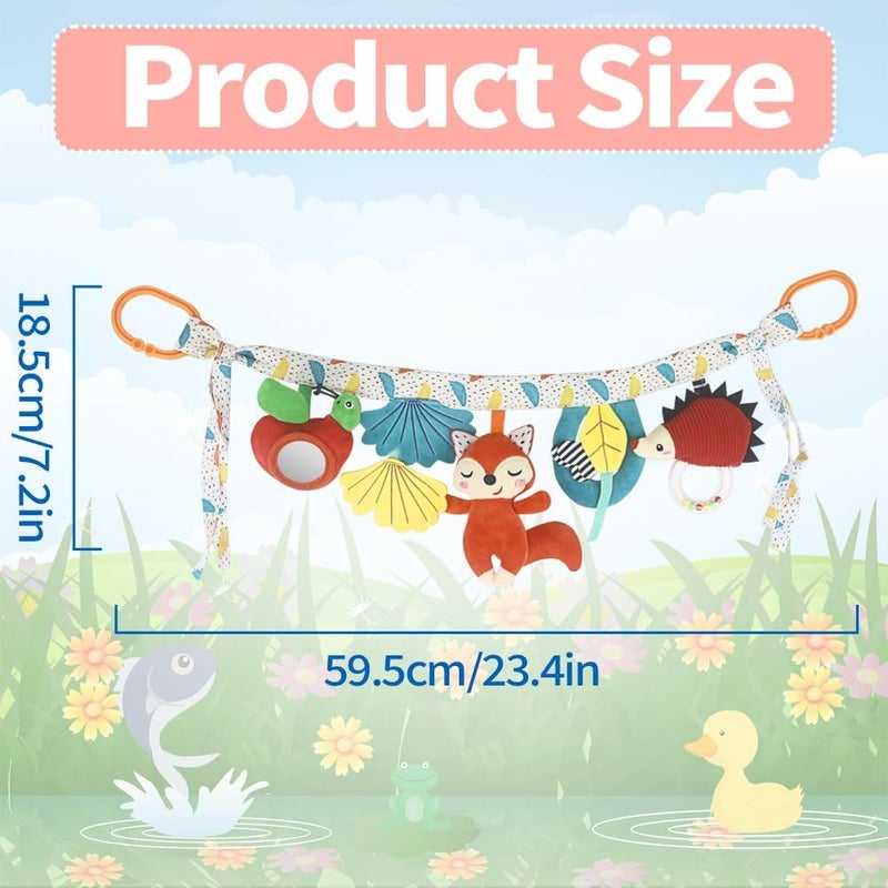 Caterbee Baby stroller mobile chain toy, Crib Hanging Toys with Colourful Plush Animal Cot Rail Decor (Fox) - Image 4