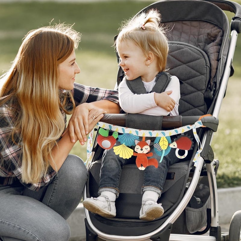 Caterbee Baby stroller mobile chain toy, Crib Hanging Toys with Colourful Plush Animal Cot Rail Decor (Fox) - Image 2