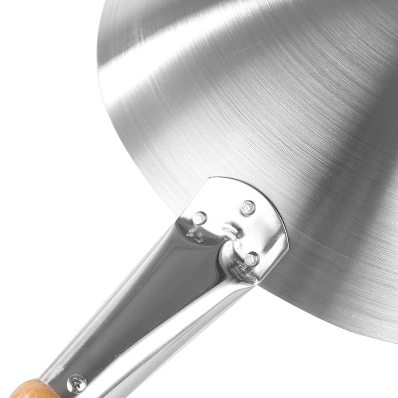 PAUL SONS Hospitality Stainless Steel Light Weight Kitchen Cooking Wok with Wood Handle for Frying Pots Long Handle for Restaurants Size: 12.5INCH (Silver, Pack of 1Pc) - Image 5
